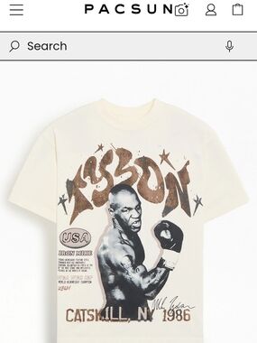 PacSun Cream Graphic Mike Tyson Boxing Tee